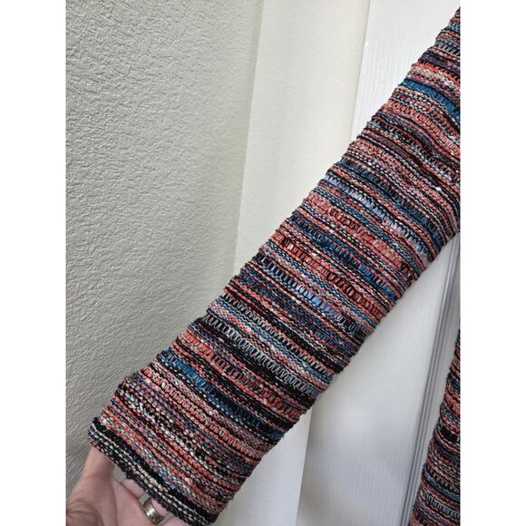 St. John Autumn Chunky Wool Blend Open Draped Knit Cardigan Sweater, Size Medium - Picture 6 of 13